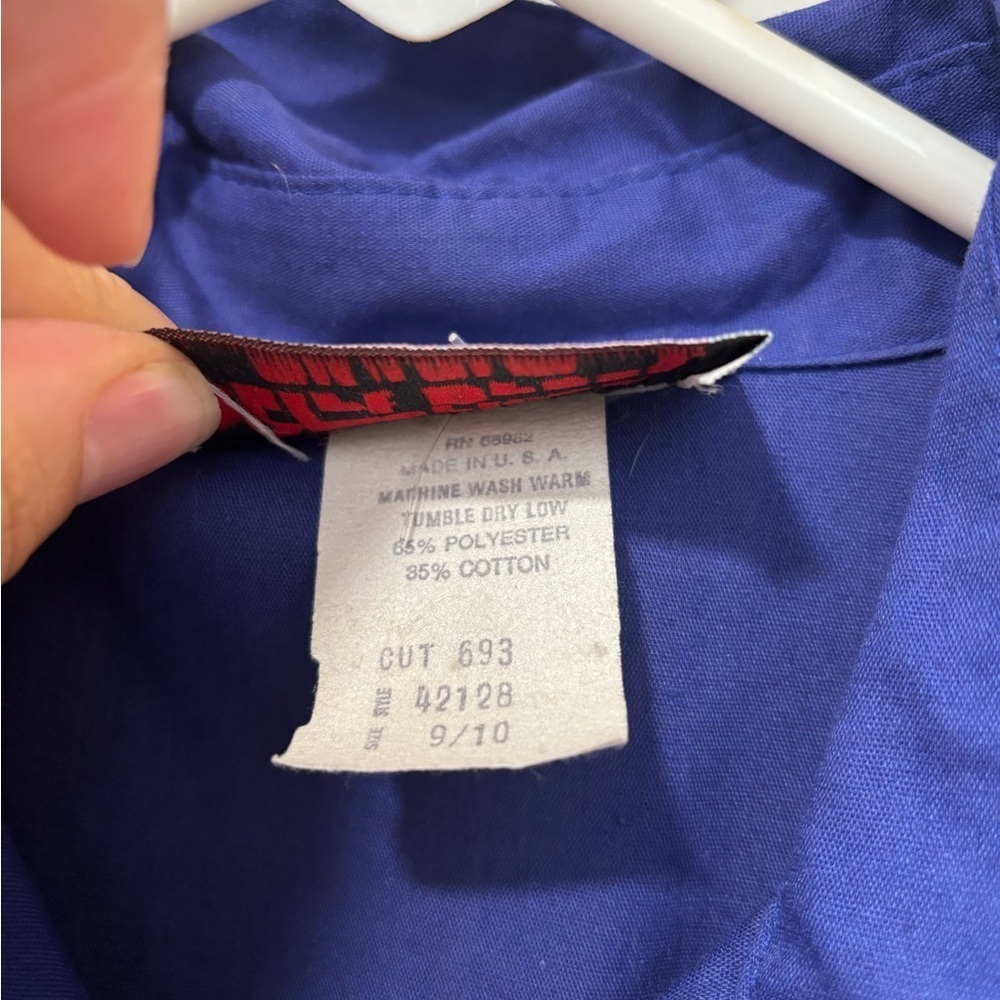 Vintage 80s The American Shirt Dress Blue Button Down Fit & Flare Size 9 10 USA - Picture 4 of 6